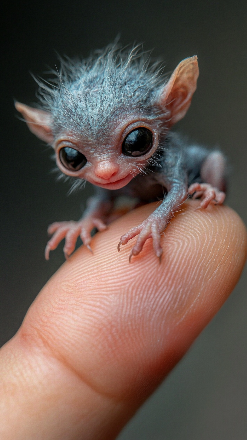 Baby Fairy on Thumb: Tiny, Delicate, Close-Up