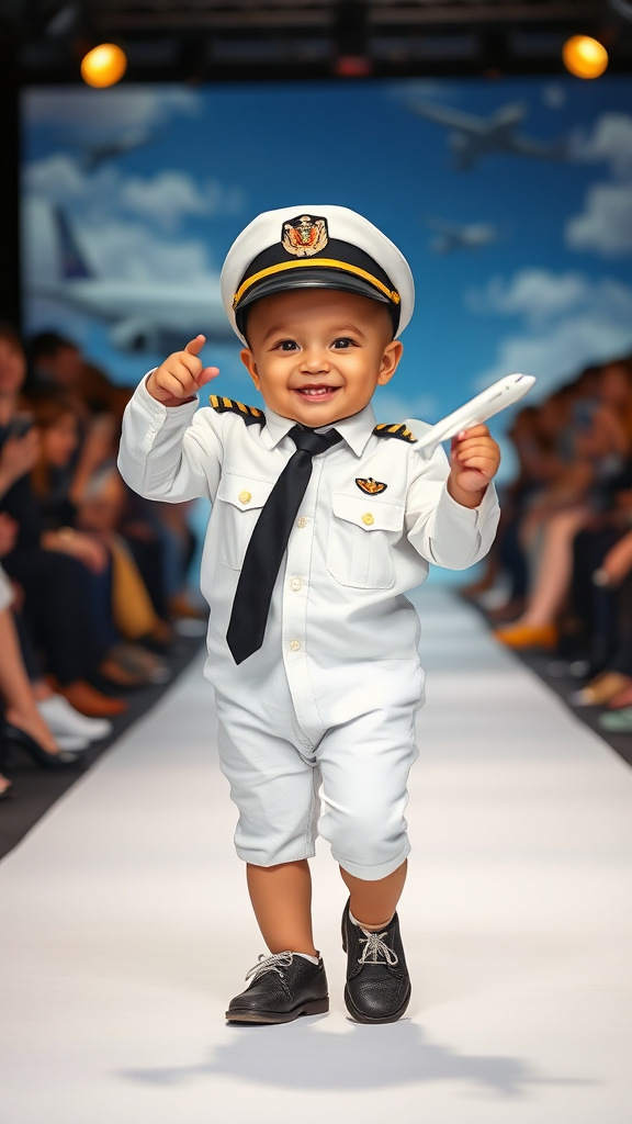 Baby Pilot Takes Flight at Fashion Show