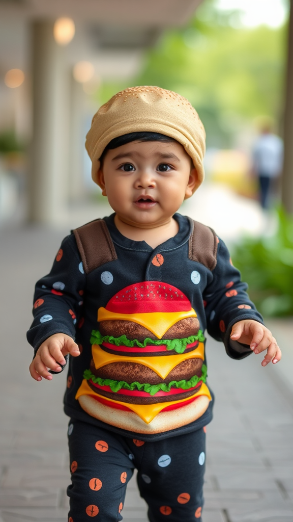 Baby fashion show inspired by hamburgers on TikTok.