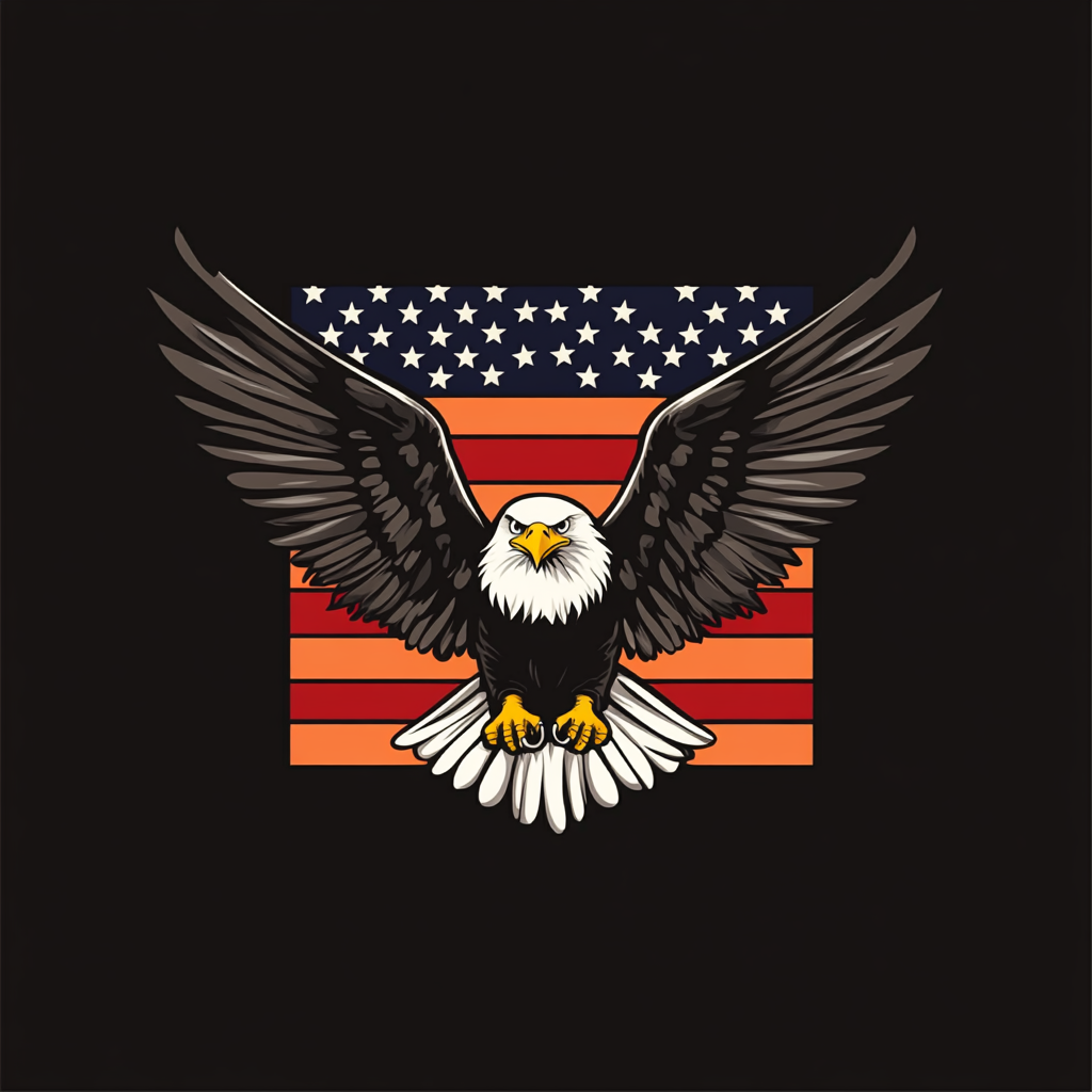 Bald Eagle Company Logo with U.S. Flag Vector