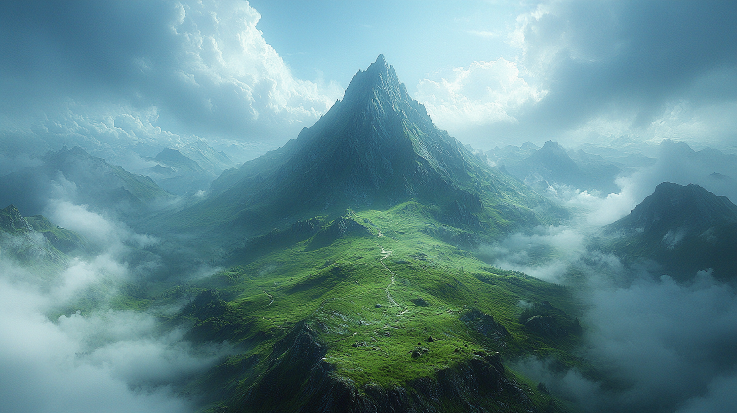 Banner of Long Mountain Range in Fantasy Landscape