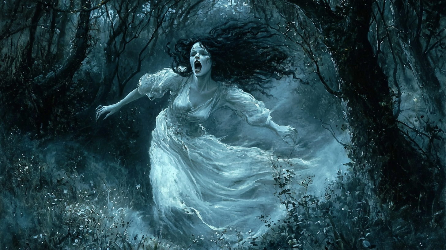 Banshee Screaming in Dense Forest Painting