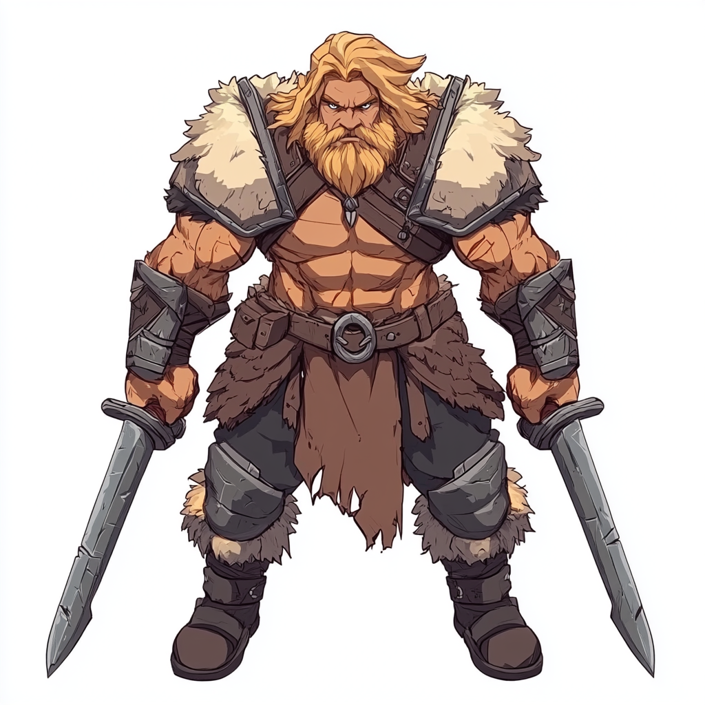 Barbarian Character Sprite for RPG Game Map