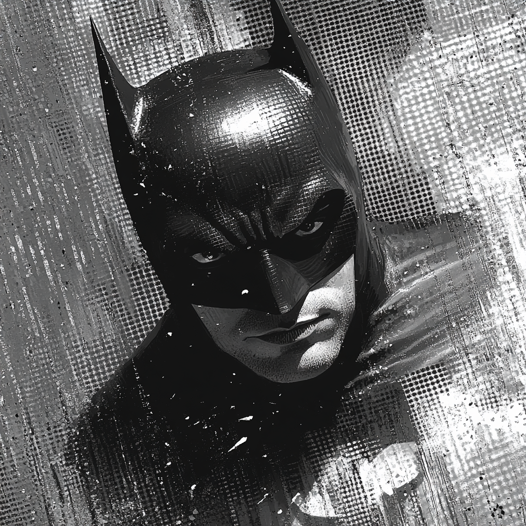 Batman Doing Household Chores in Black and White