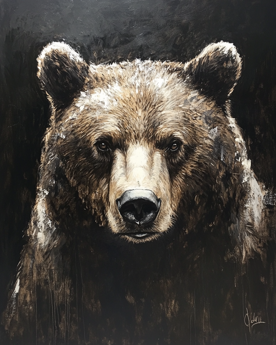 Bear Portrait in Rembrandt Style, Dramatic Lighting