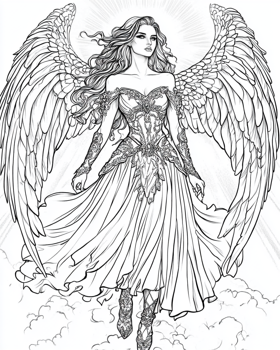 Beautiful Fairy Woman with large wings in Rococo inspired attire.