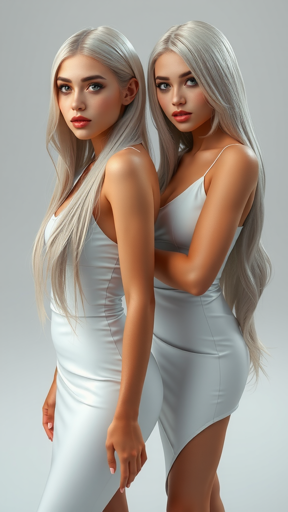 Beautiful Girls in White Dress - Detailed Artwork