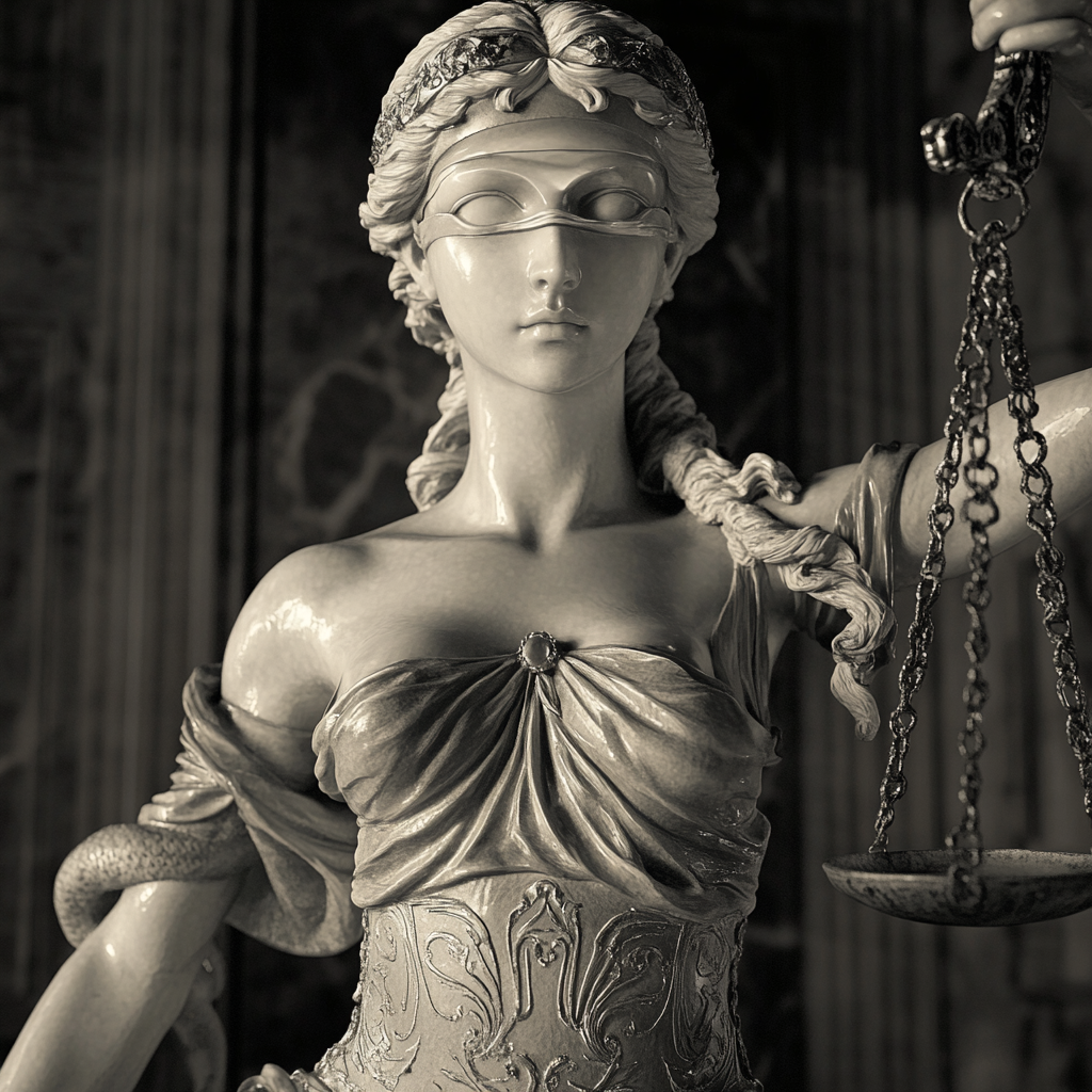 Beautiful Greek-style Lady Justice Statue with Intricate Details