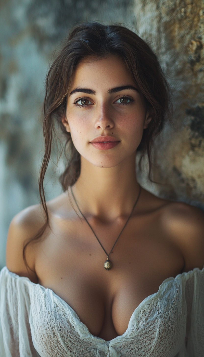 Beautiful Italian Woman Portrait Amalfi Coast Cinematic