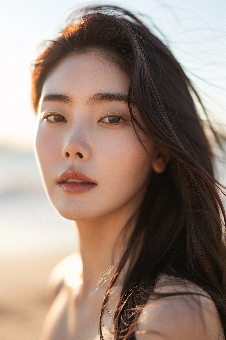 Beautiful Korean Woman at the Beach