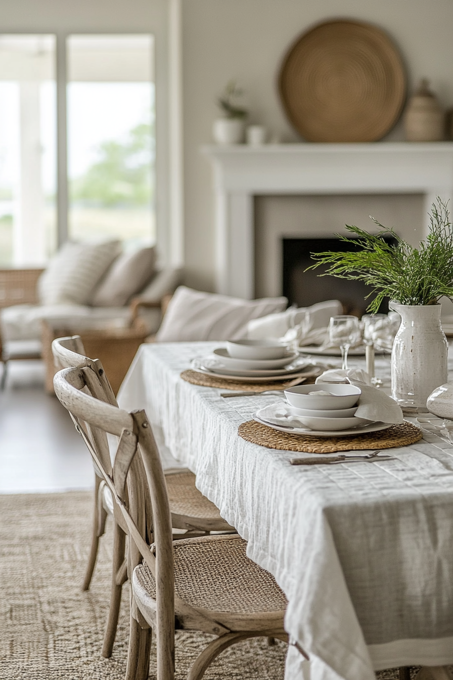 Beautiful White and Gray Tiled Farmhouse Fireplace