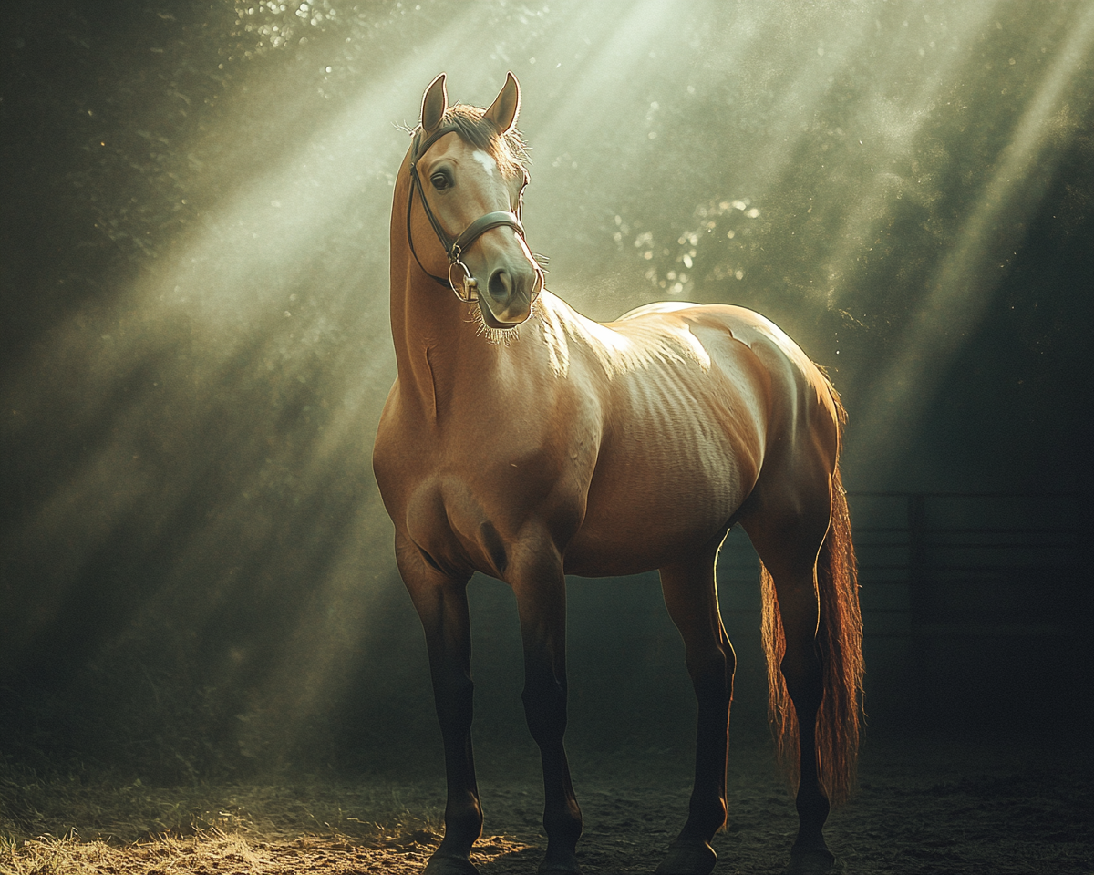 Beautiful brown horse in classic 1960s style photo.