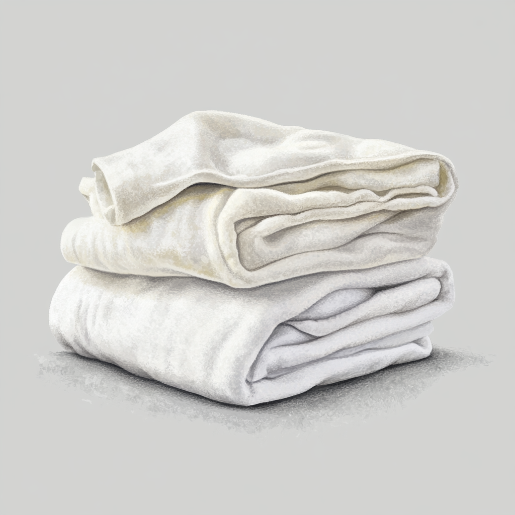 Beautiful detailed watercolor of folded white laundry