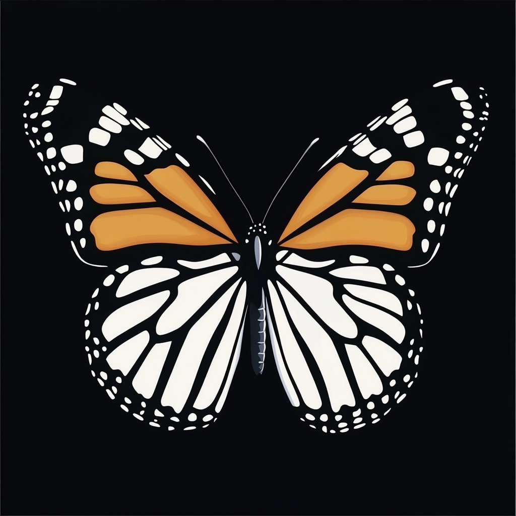 Beautiful monarch butterfly on elegant black background