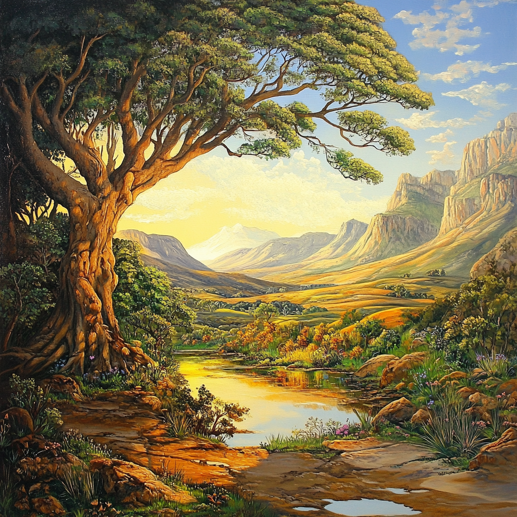 Beautiful painting of glistening argon oil in South Africa