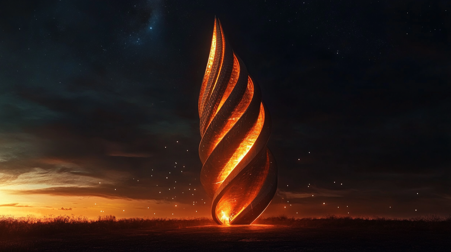 Beautiful phoenix rising in futuristic helix shape