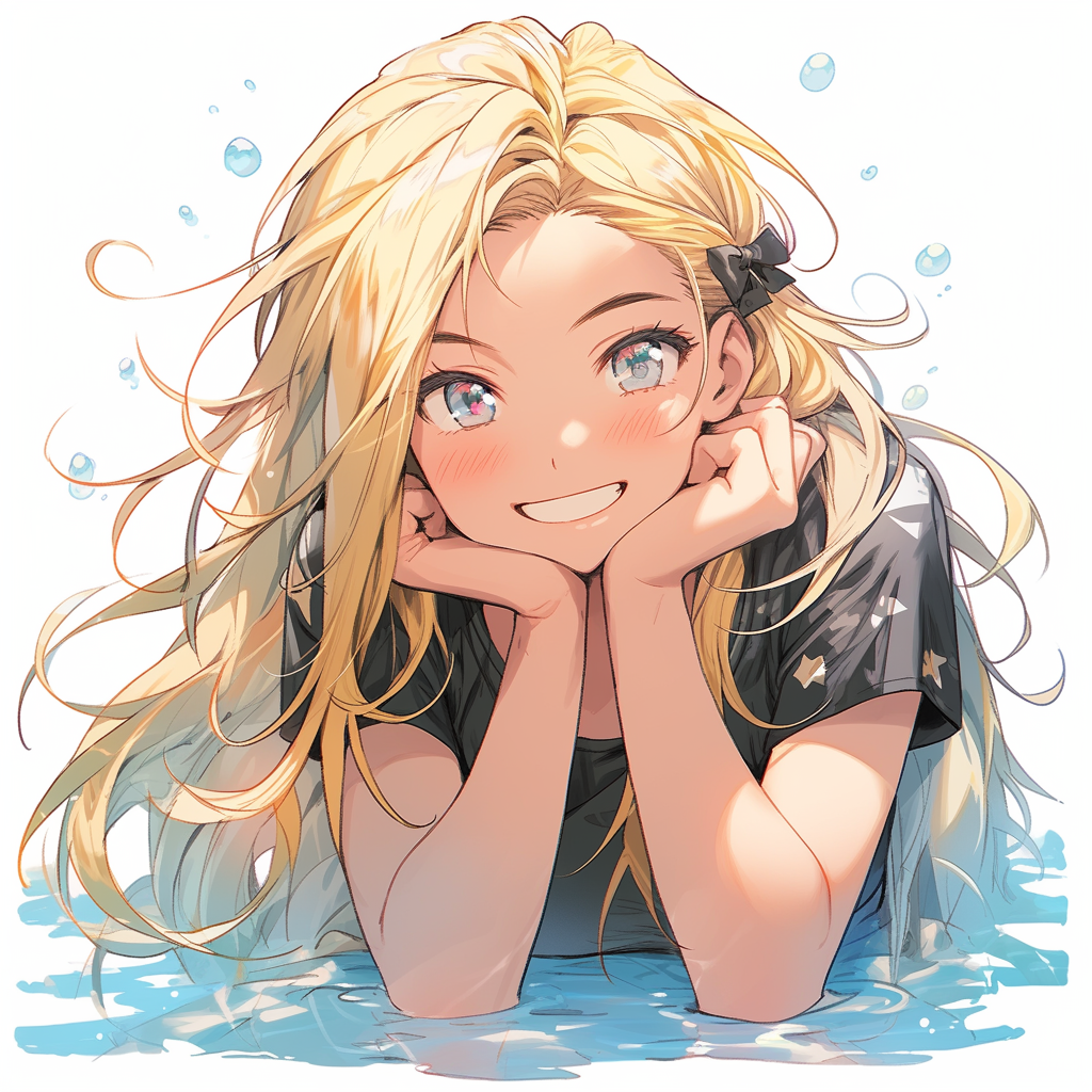 Beautiful swimmer girl with yellow hair illustration