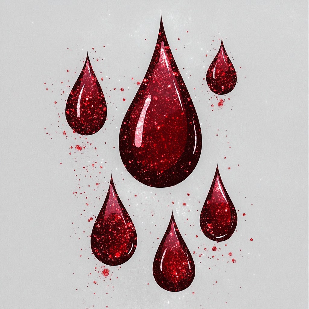 Beautiful watercolor illustration of red glitter drops on gray