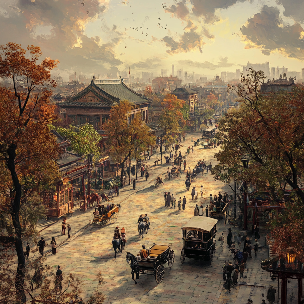 Beijing 1900s Photographic Background 3D Render 