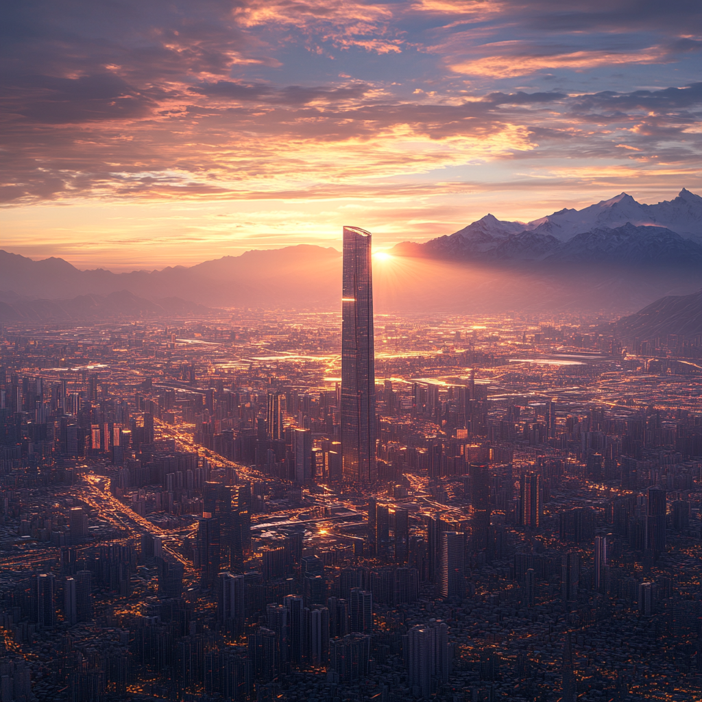 Beijing City View 3D Render 2024 Sunrise 