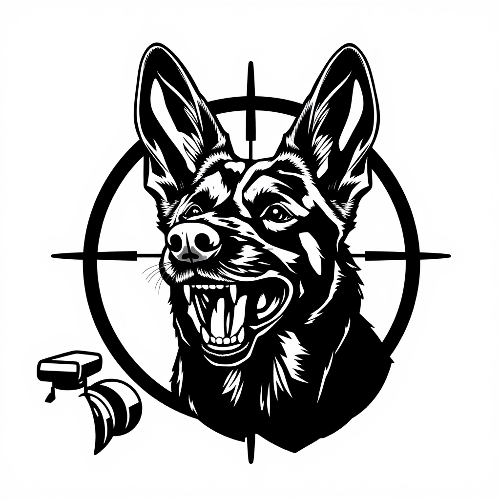 Belgian Malinois in Bulls Eye Scope Logo