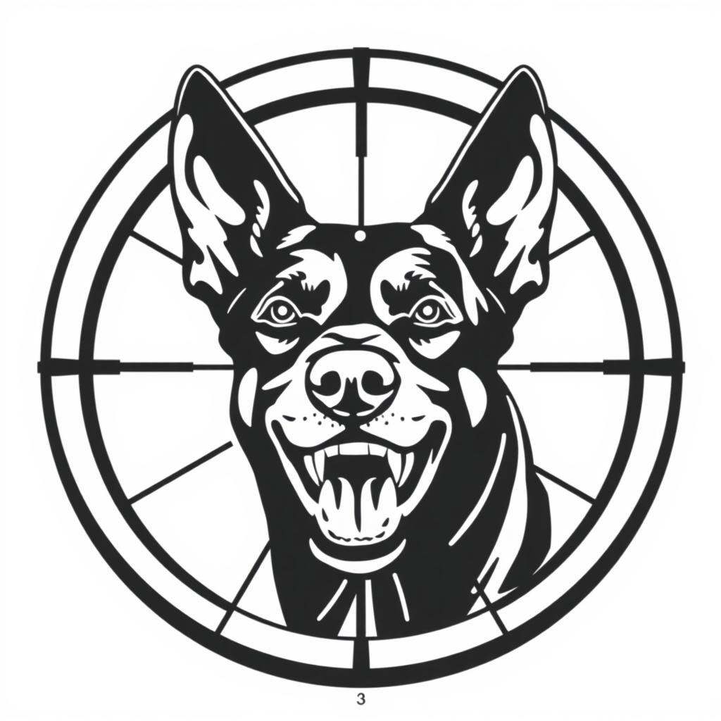 Belgian Malinois in Scope Crosshairs Logo