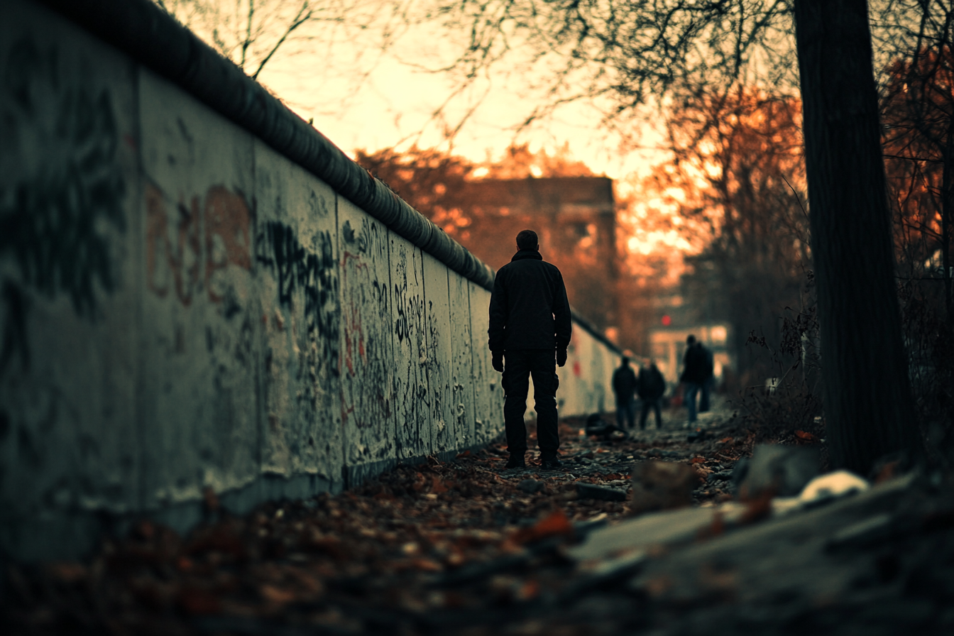 Berlin Wall destruction, man frozen in madness. Nikon D90.