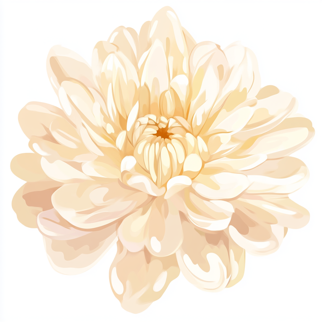 Big chrysanthemum in cartoon style on white background