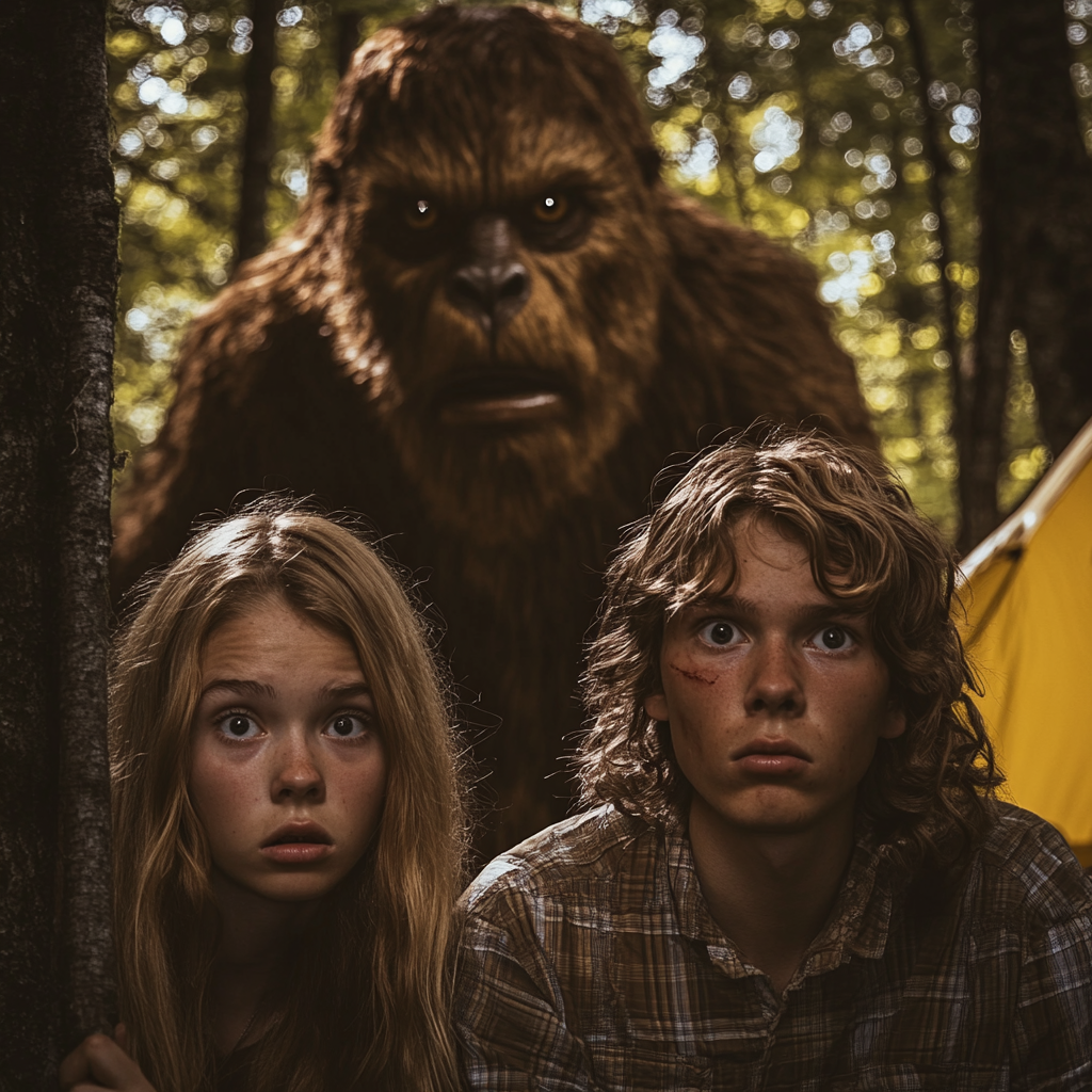 Bigfoot Scares Teens in Forest Camping Scene