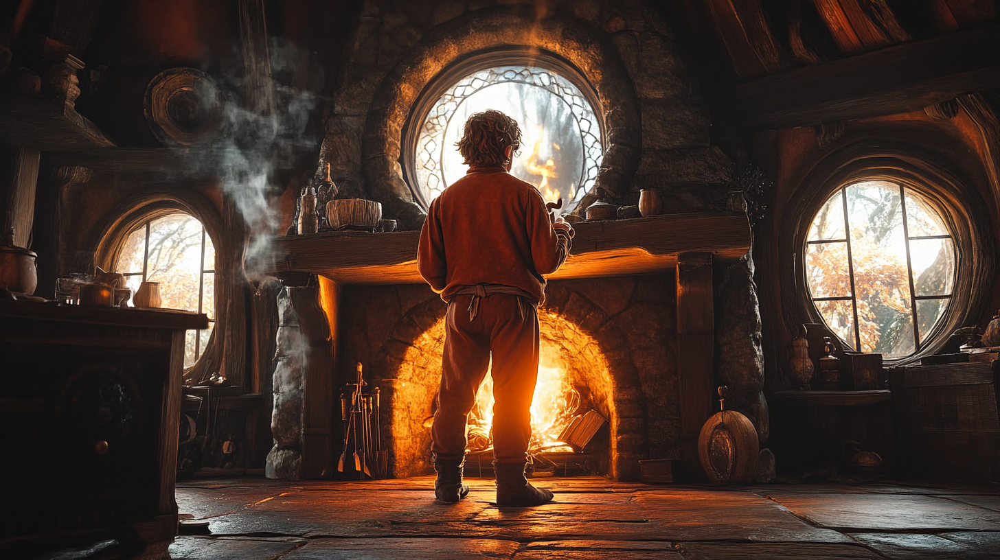 Bilbo Baggins at Fireplace in Bag End