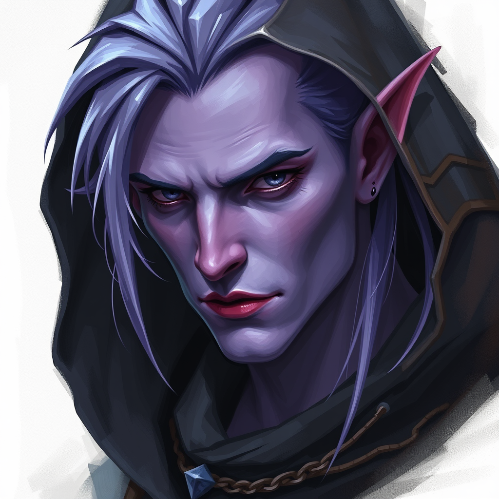 Bill Skarsgard as a Purple Half-Elf Rogue