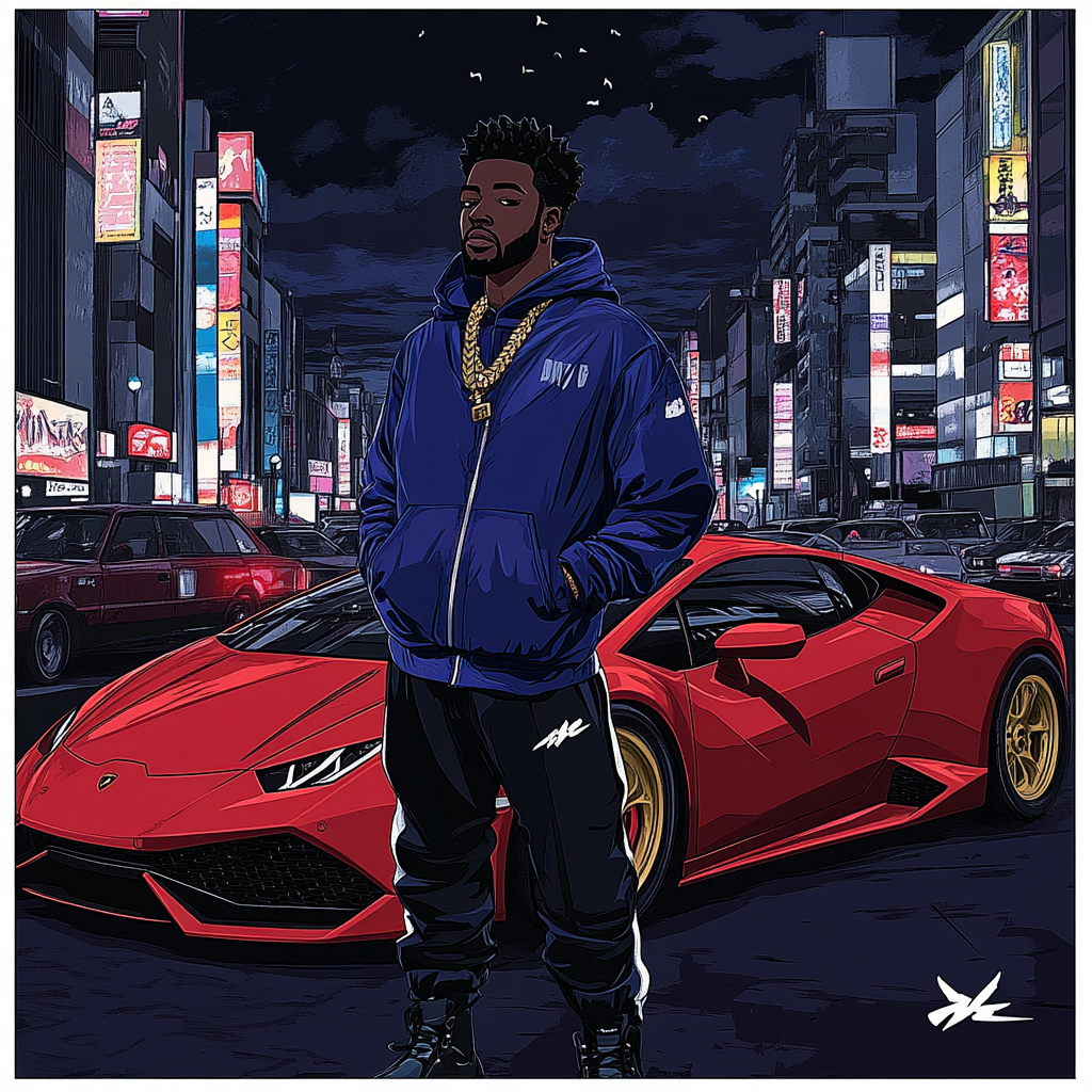 Black Guy in Anime-style Album Cover