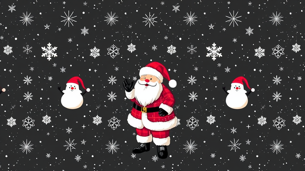 Black Santa Christmas Wrapping Paper Design