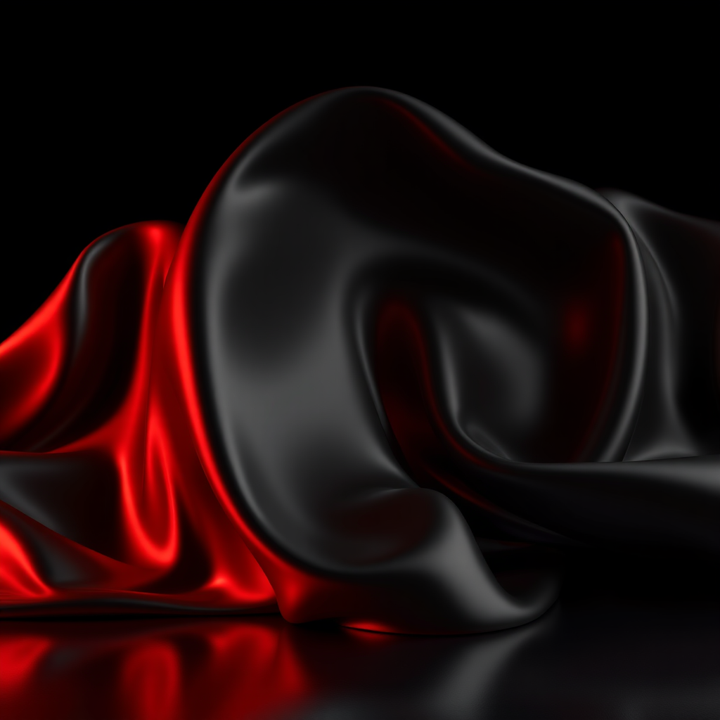 Black Silk Abstract Wallpaper with Red Light Reflections