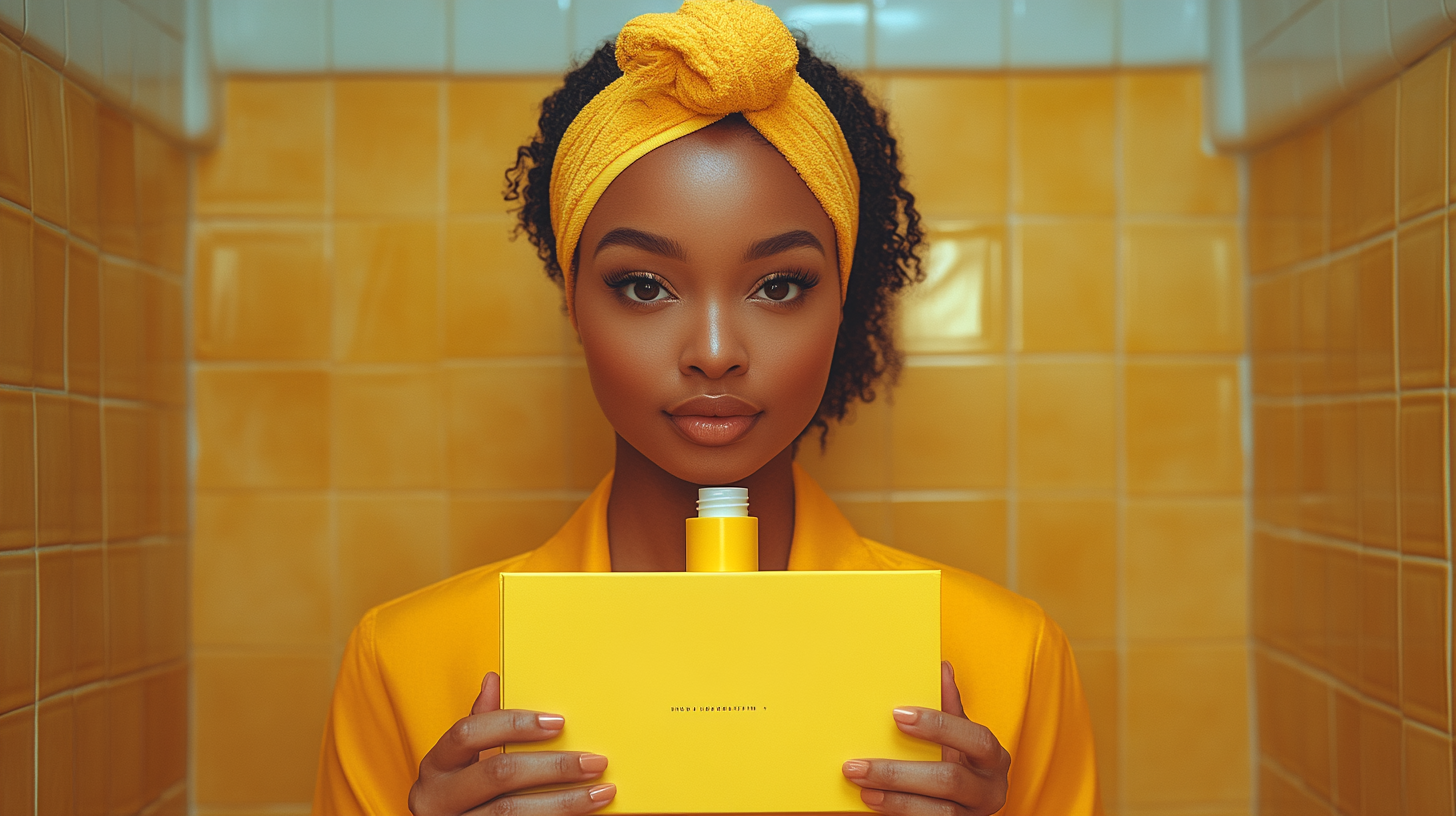 Black Woman in High-Fashion Bathroom Photoshoot