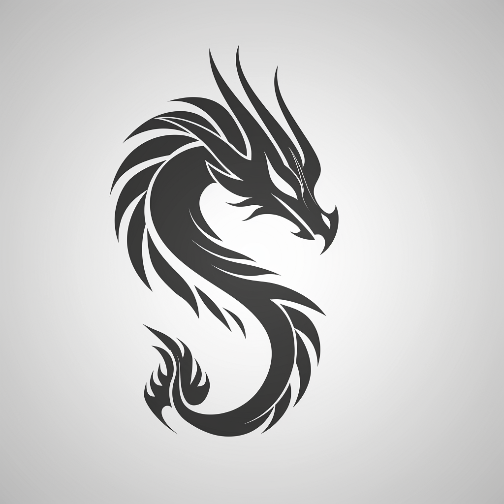 Black and White Dragon Logo in Minimalist Design