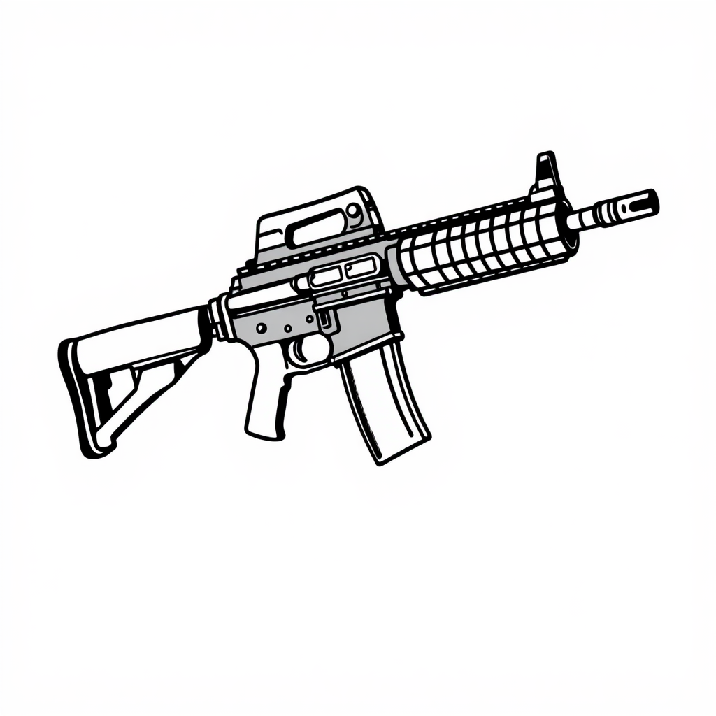 Black and White Gun M4 Coloring Book