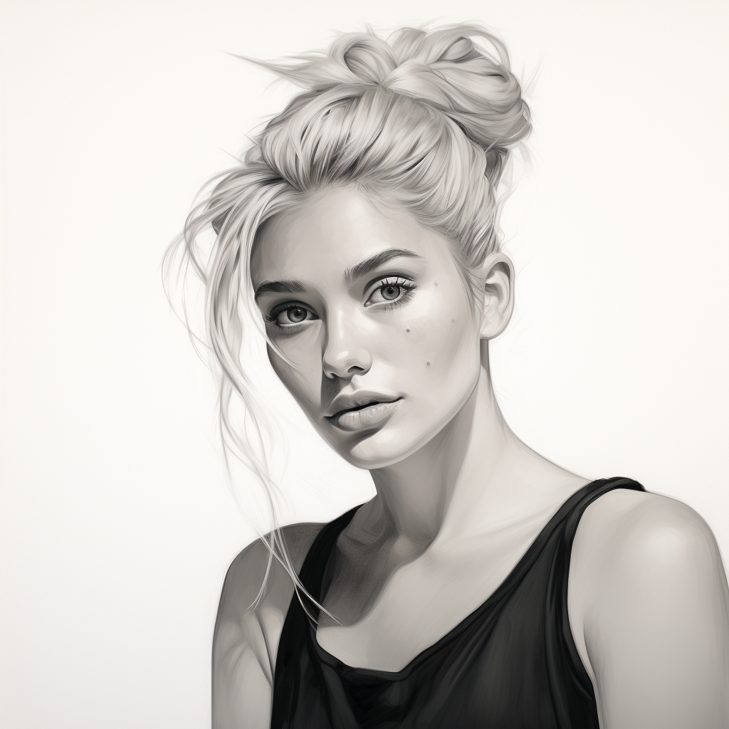 Stunning Black and White Portrait of Woman with Blonde Hair