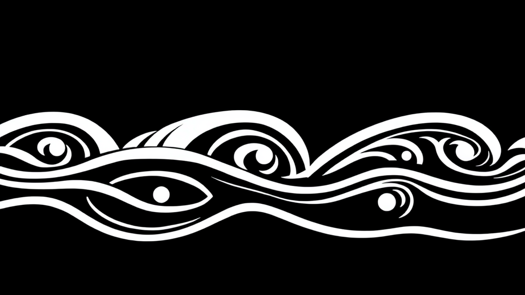 Black and white Maori-style water drawing