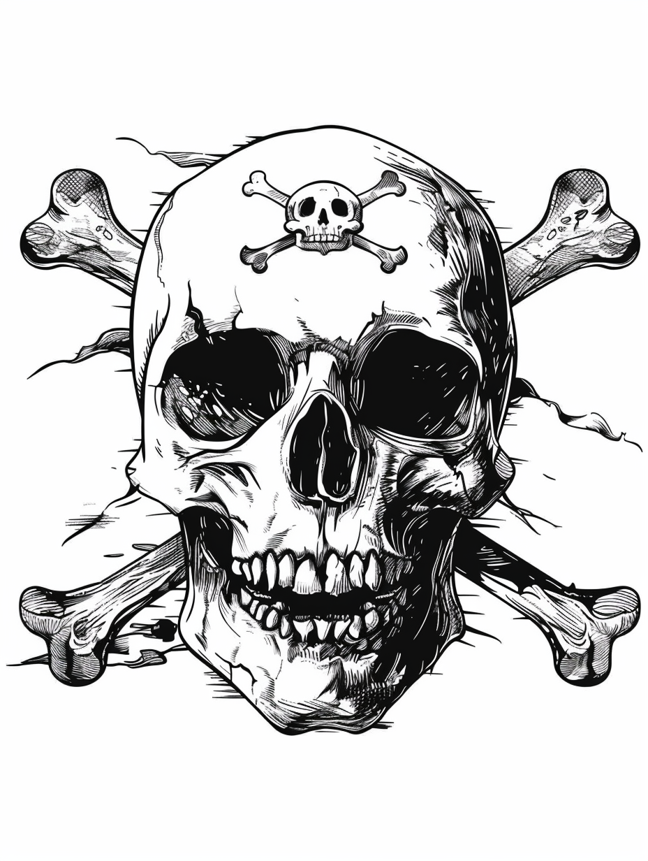 Black and white pop art pirate skull illustration