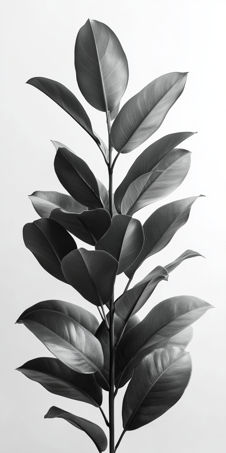 Black and white tropical plant photography product