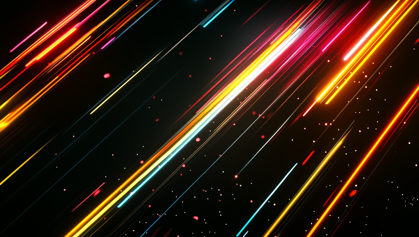 Black background, neon lines, futuristic design elements, digital technology.