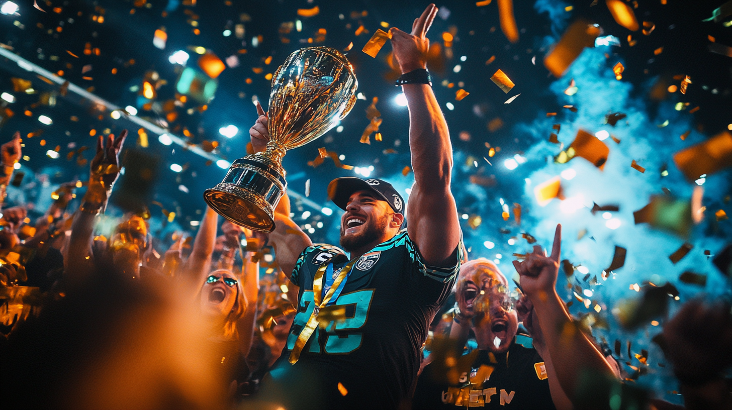 Blake Bortles celebrates Super Bowl win with team