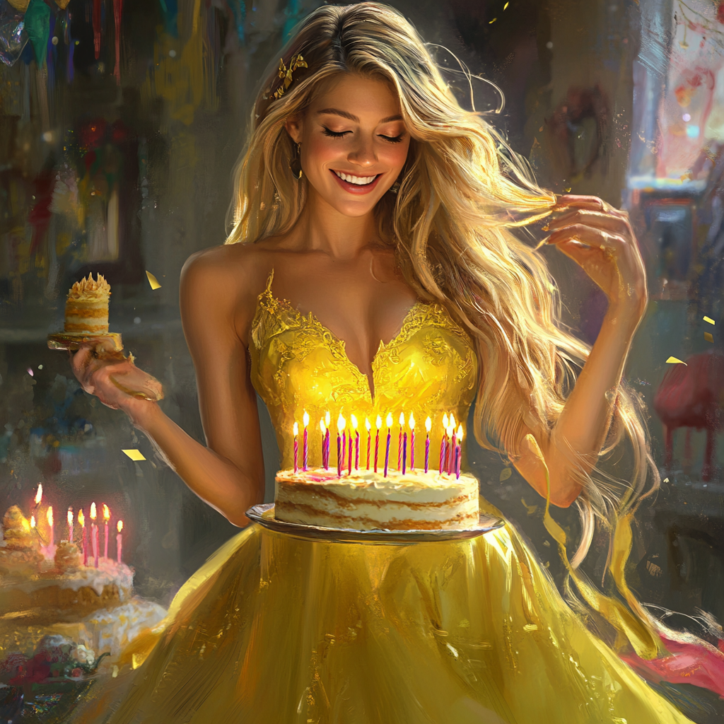 Blake Lively smiles in front of cake at birthday.