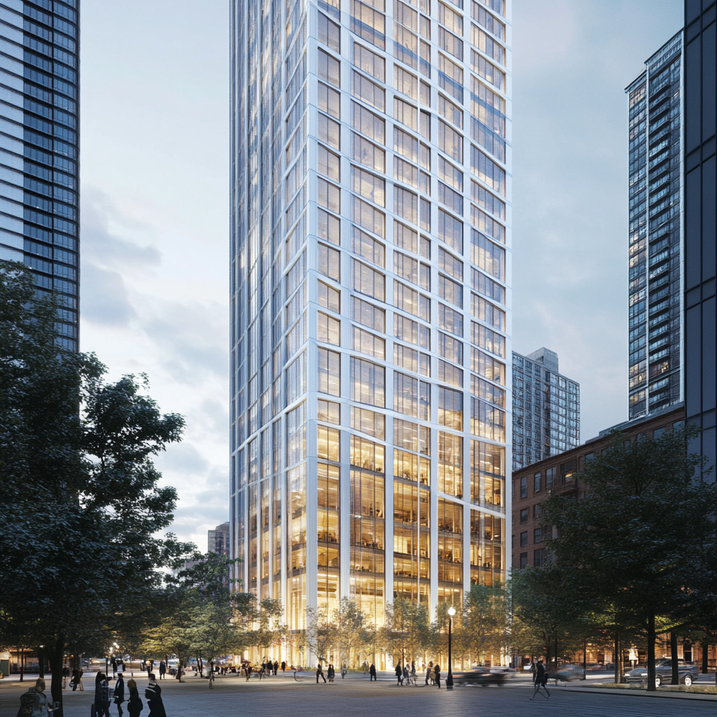 Blend cultural richness with structural simplicity in Chicago tower.