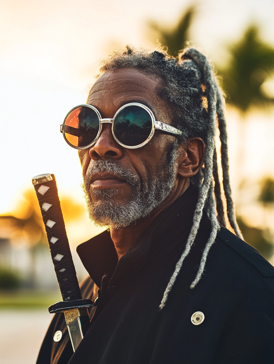 Blind Jamaican Man with Stylish Silver Sunglasses