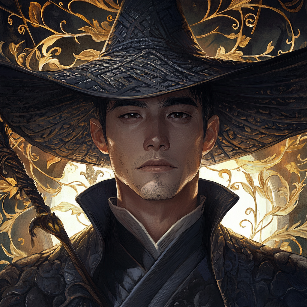 Blind Monk Brother Quan in Baroque-inspired portrait, elegant and serene.