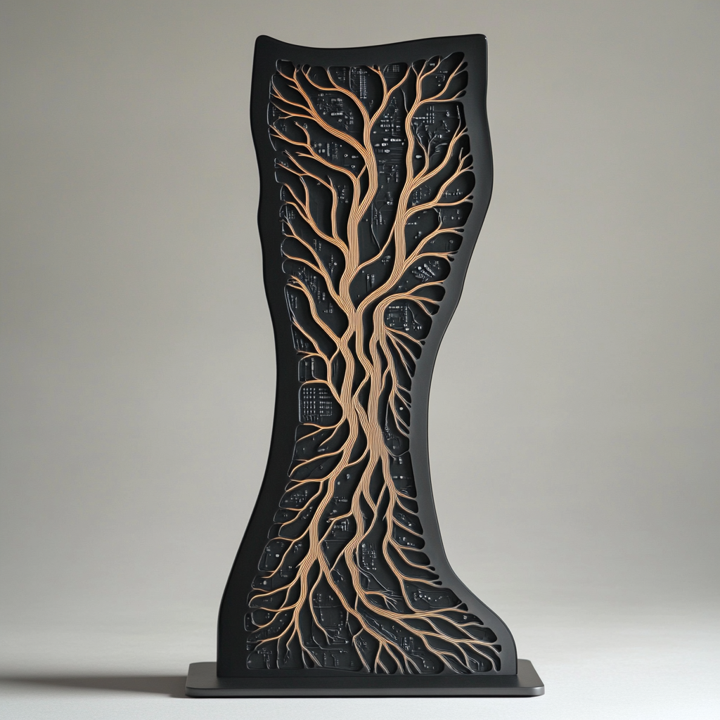 Blockchain Nature Fusion: Laser-Engraved Metal Stand