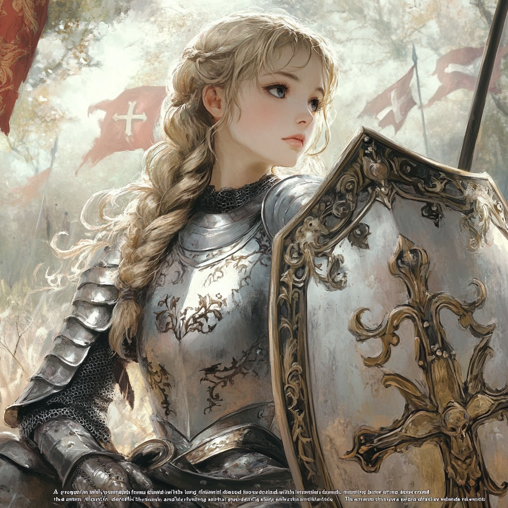 Blonde Female Knight in Ornate Silver Armor