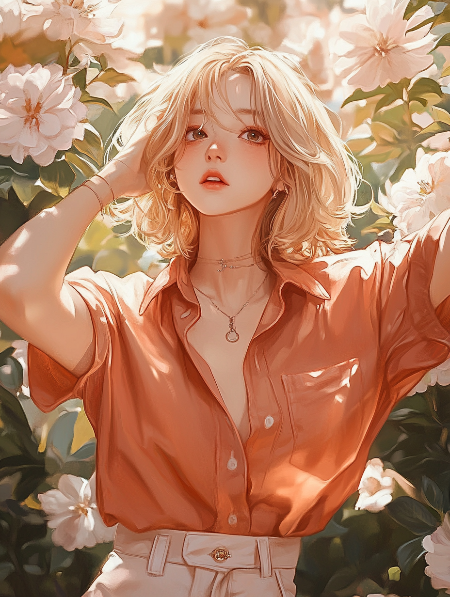 Blonde anime girl in detailed digital art.